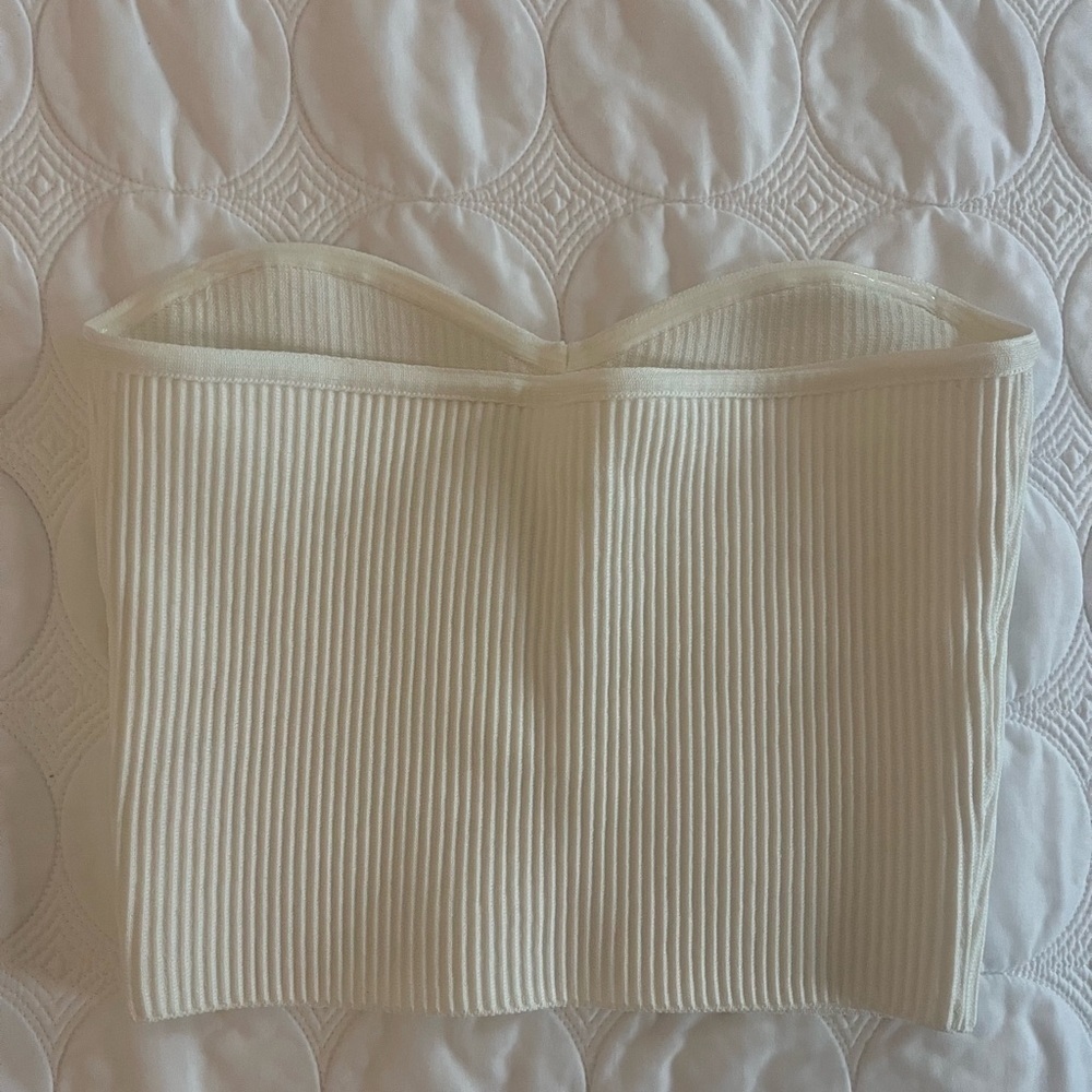 Almere White Ribbed Strapless Top - Picture 3 of 3